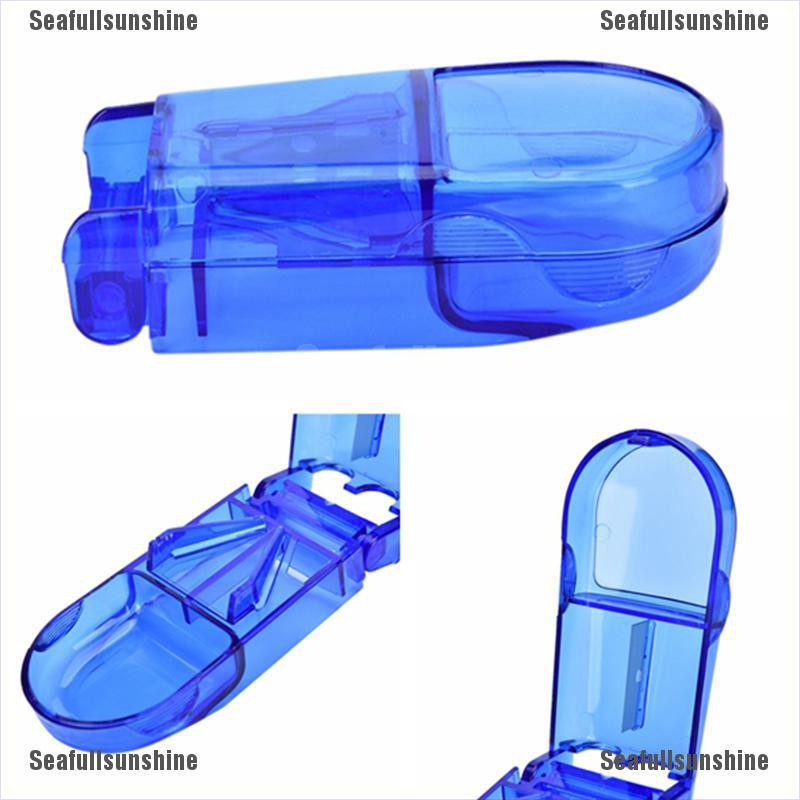 Thời Trang Fashion Pill Cutter Splitter Half Storage Box Medicine Tablet Holder Giá Đỡ