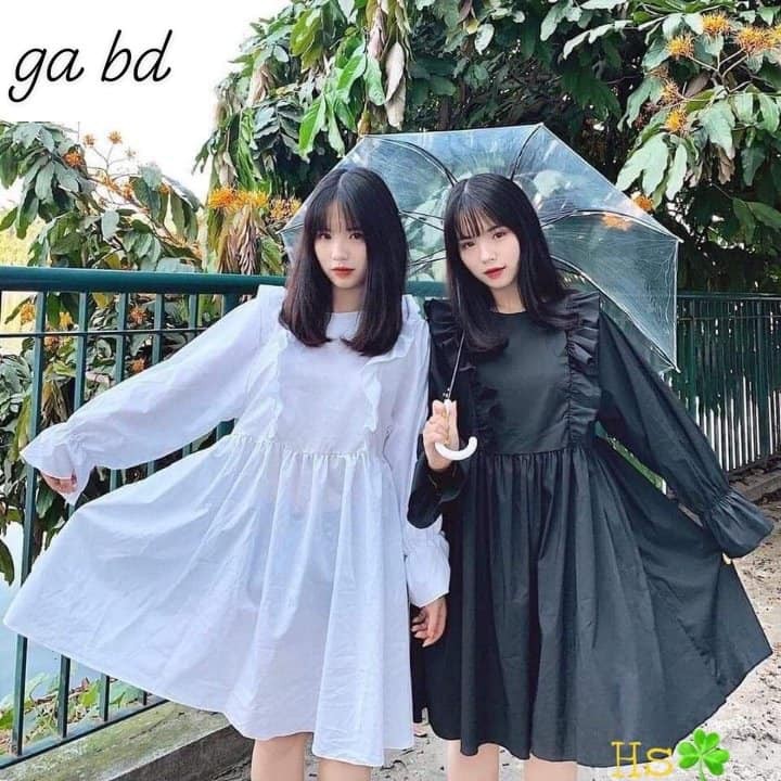 Váy Babydoll Vai Bèo Tiểu Thư Tay Bồng Bo Chun Phối Dây Buộc Xưởng May DCS Mã 20 | BigBuy360 - bigbuy360.vn
