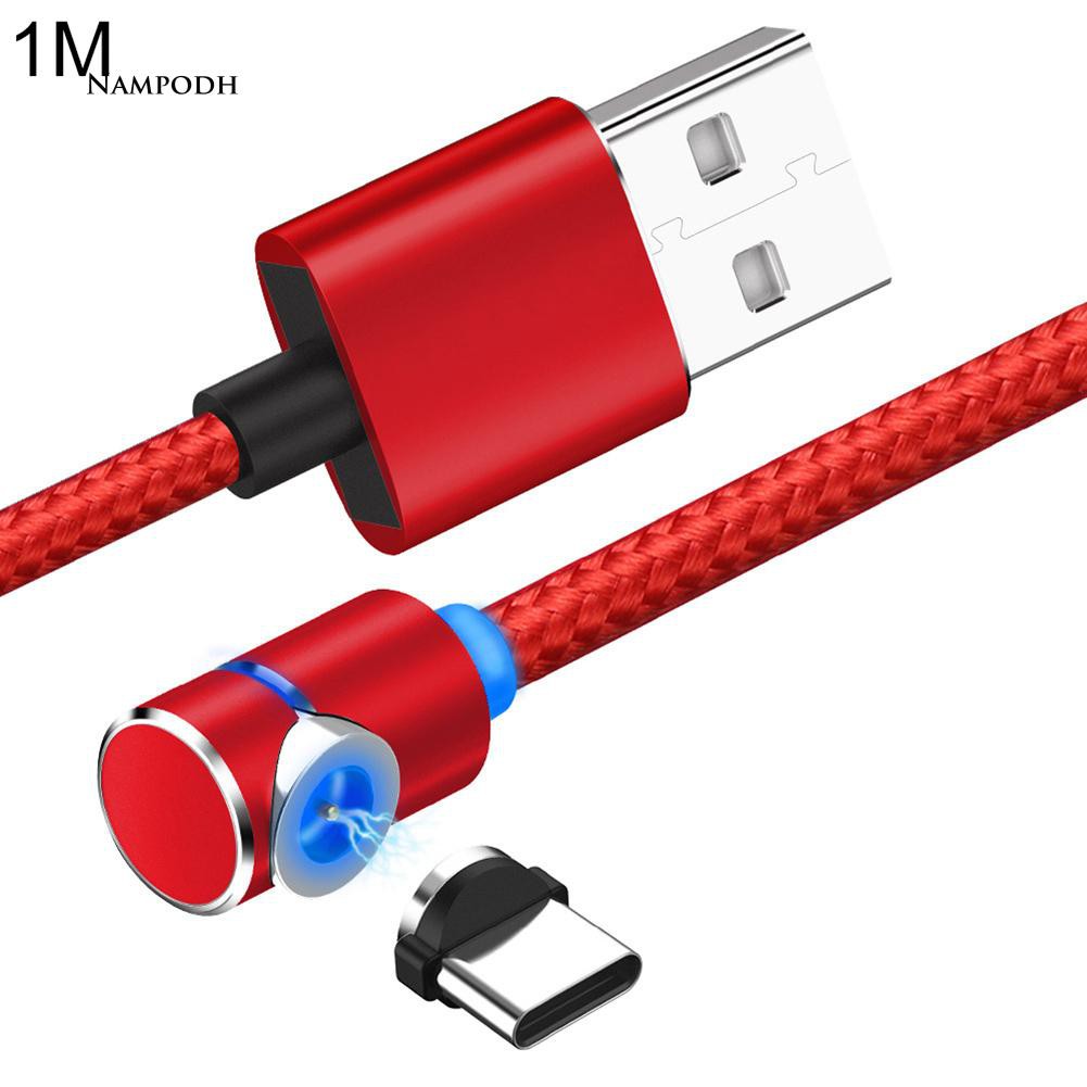 1m 2.1A L Shape Magnetic Head Fast Charge USB Cable for Type-C Micro iPhone