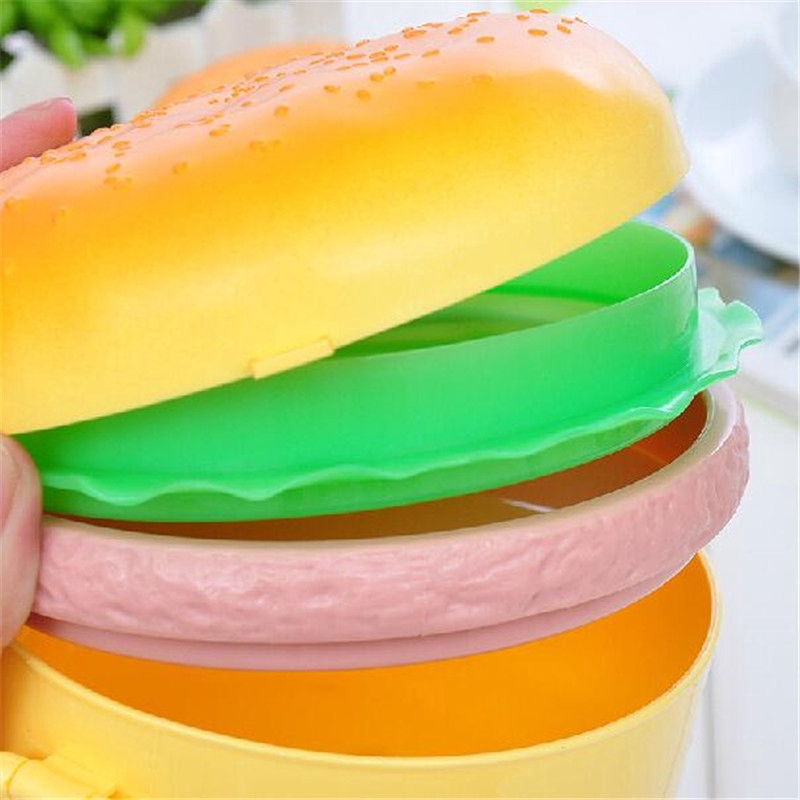 Hộp đựng cơm trưa nhiều ngăn thiết kế hình bánh Hamburger sáng tạo