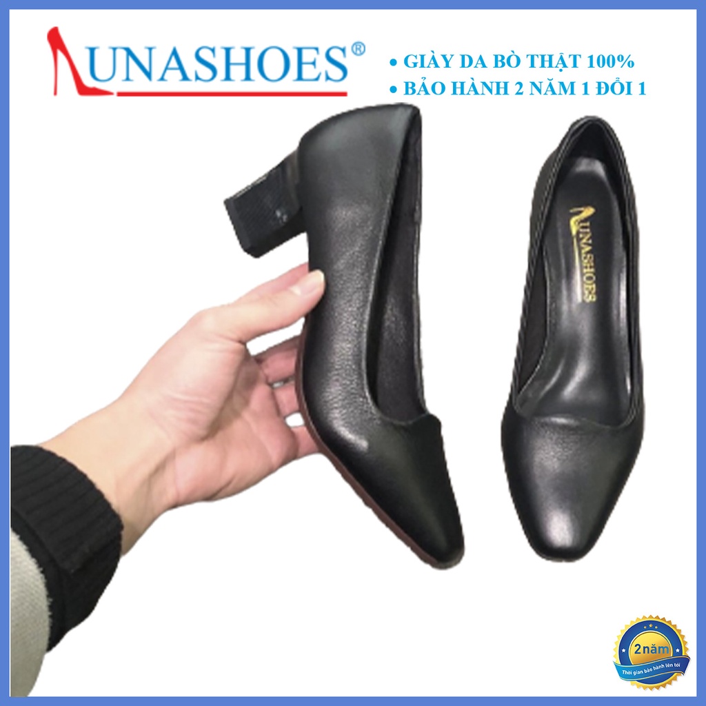 Cao gót nữ 5p Lunashoes 9015 giầy da bò thật cho mẹ bảo hành 24 tháng hàng vnxk guốc búp bê