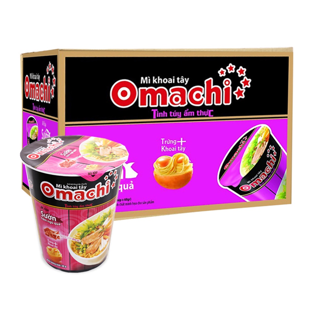 Thùng 24 ly mì khoai tây Omachi sườn hầm ngũ quả 68gr