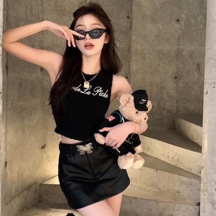 Áo croptop ZHELIHANGFEI sát nách ôm dáng thiết kế quyến rũ cho nữ