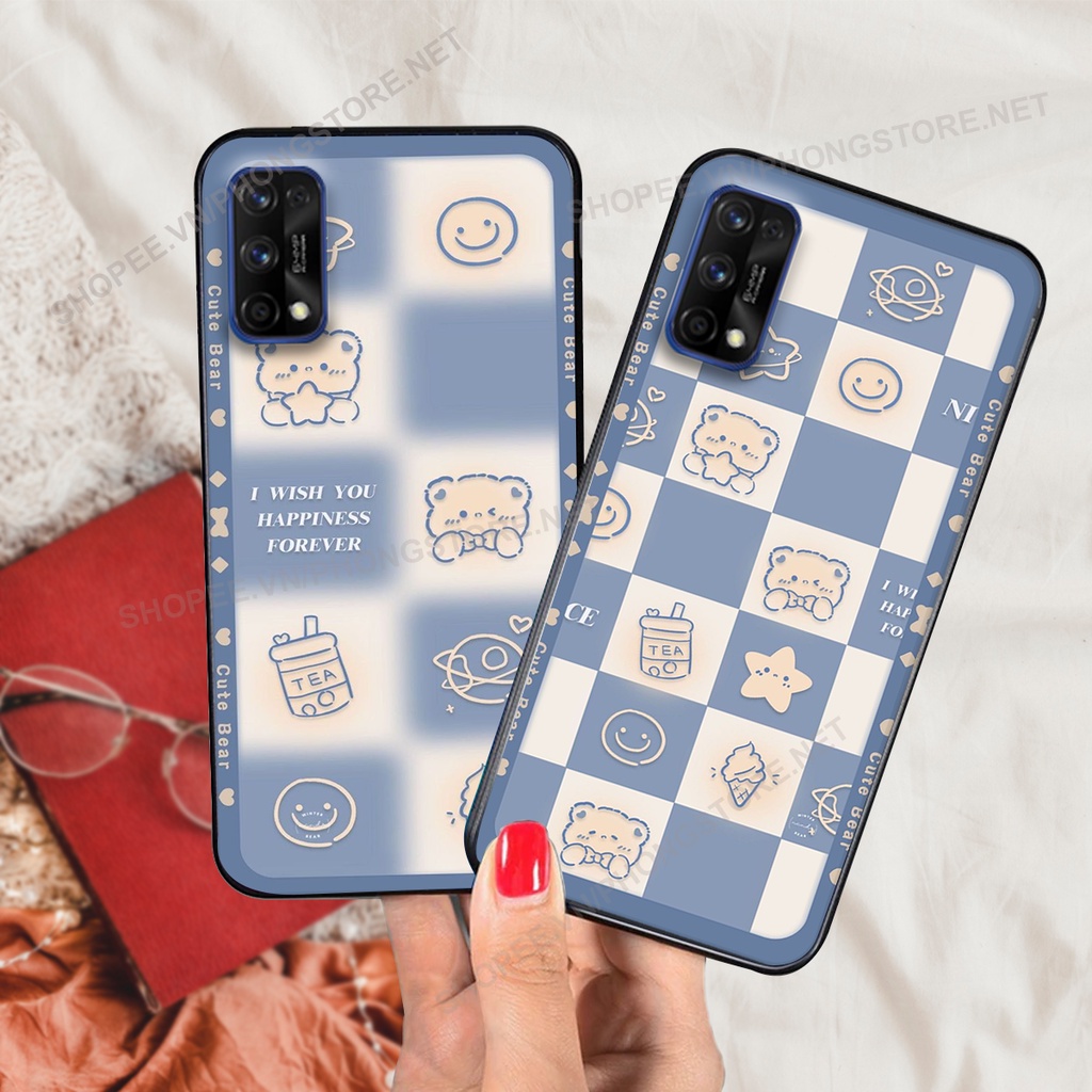 Ốp lưng Realme 7 / Realme 7 Pro in họa tiết caro,chú gấu cực đáng yêu / ốp gấu cute giá rẻ siêu bền
