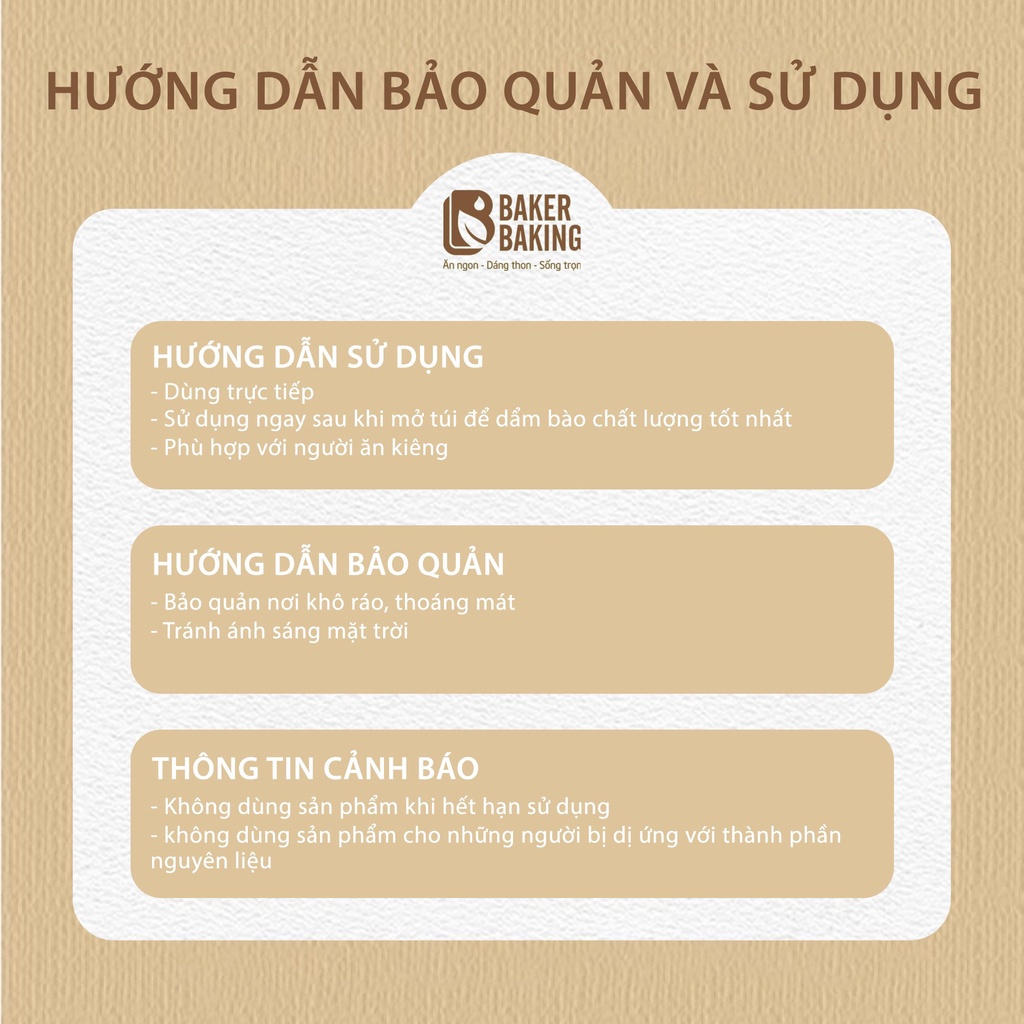 Bánh ăn kiêng Baker Baking khoai lang hỗ trợ ăn kiêng giảm cân không đường dành cho người ăn tiểu đường, eatclean