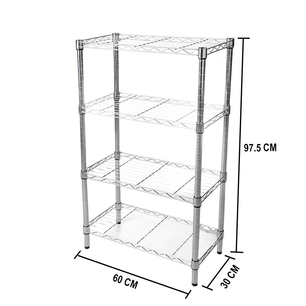 HomeBase STACKO Kệ 4 tầng bằng thép BAZE W60xH97.5xD30cm màu trắng bạc