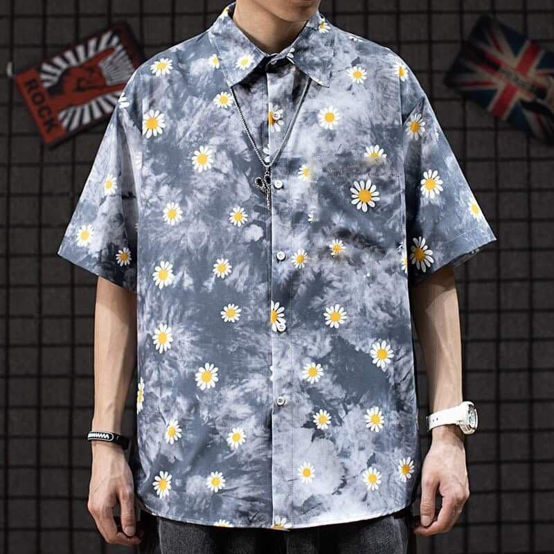 Các Mẫu Áo sơ mi nam nữ form rộng tay lỡ, áo sơ mi unisex chất thun lanh cực mát in hình họa tiết hottrend 2022