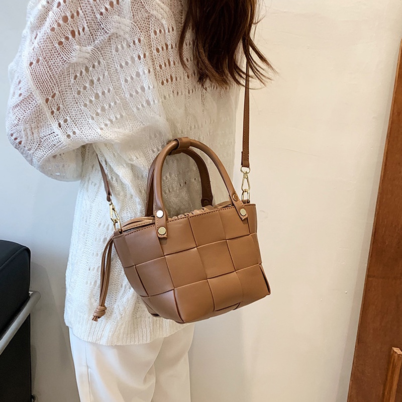 Túi Đeo Chéo Vải Dệt Màu Trơn Phong Cách retro Dành Cho Nữ