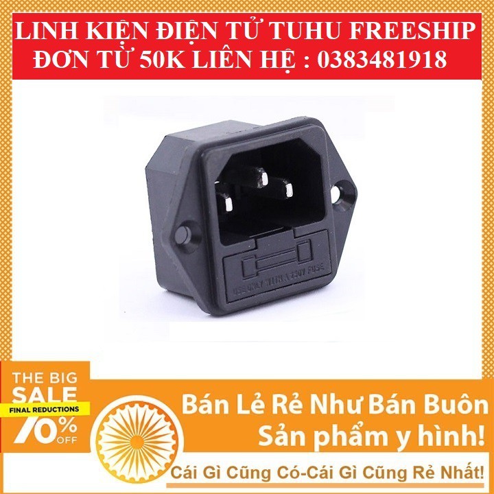 Ổ Cắm Âm 3 Chân 220VAC-10A- Có Cầu Chì