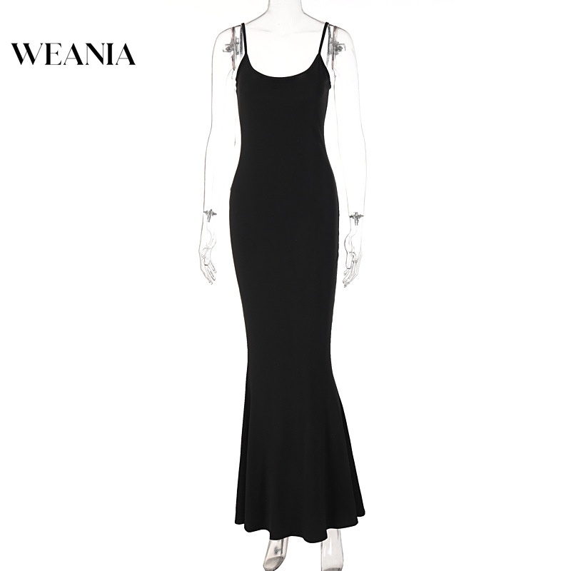 Đầm Dài Hai Dây Màu Trơn Gợi Cảm D0319