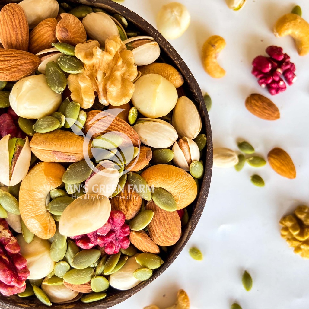 Mix Nuts 7 Hạt Dinh Dưỡng Cao Cấp Giàu Dinh Dưỡng - Tốt Cho Bà Bầu, Người Già, Trẻ Nhỏ - An's Green Farm
