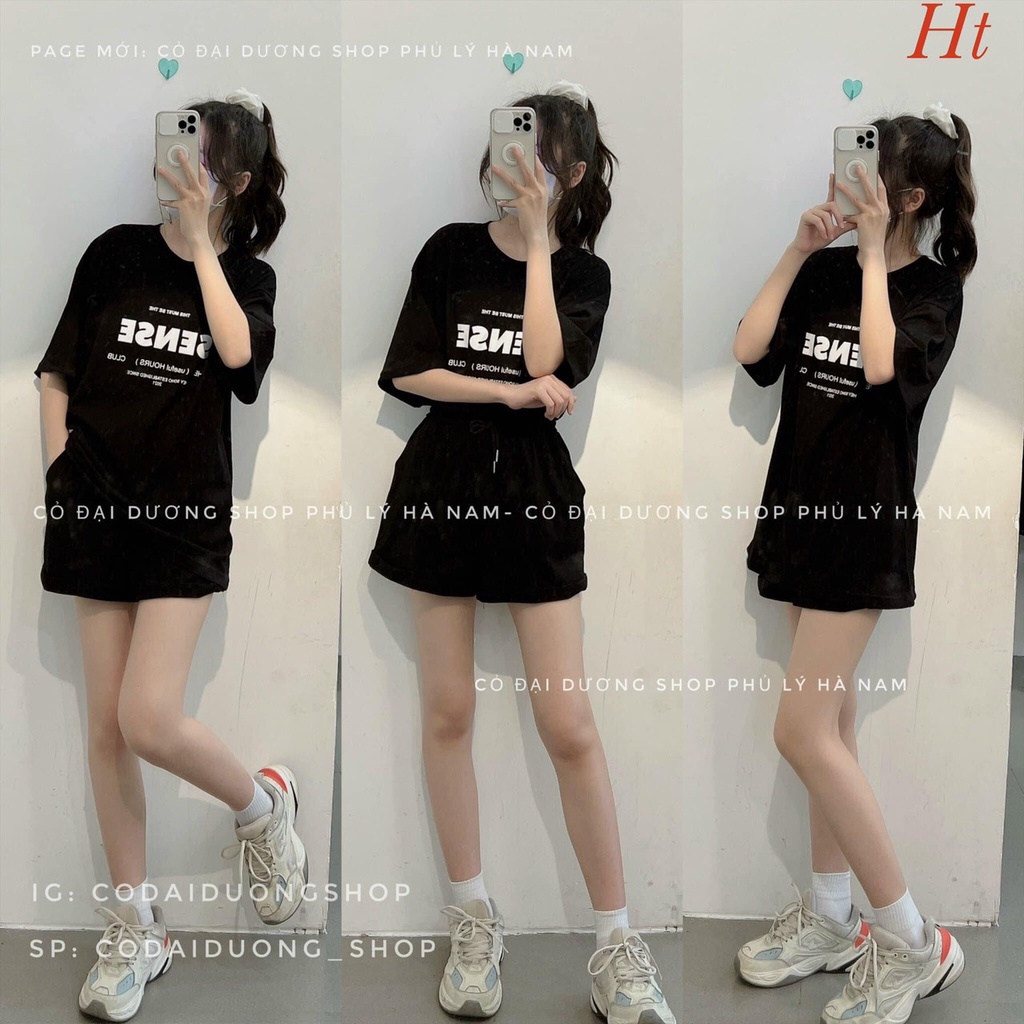 [FREESHIP, MẾN TẶNG QUÀ XINH] BỘ HÈ, SÉT ĐỒ SENSE HAI MÀU ĐEN, XÁM ĐẬM  CỰC HOT PHỐ THỜI TRANG HOTTEEN