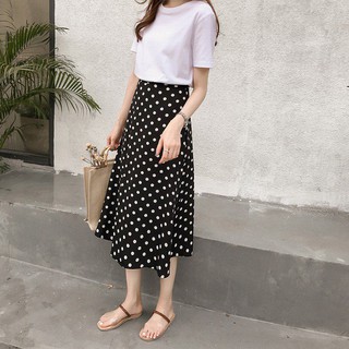 Chân váy xòe họa tiết chấm bi thời trang thanh lịch dành cho nữ