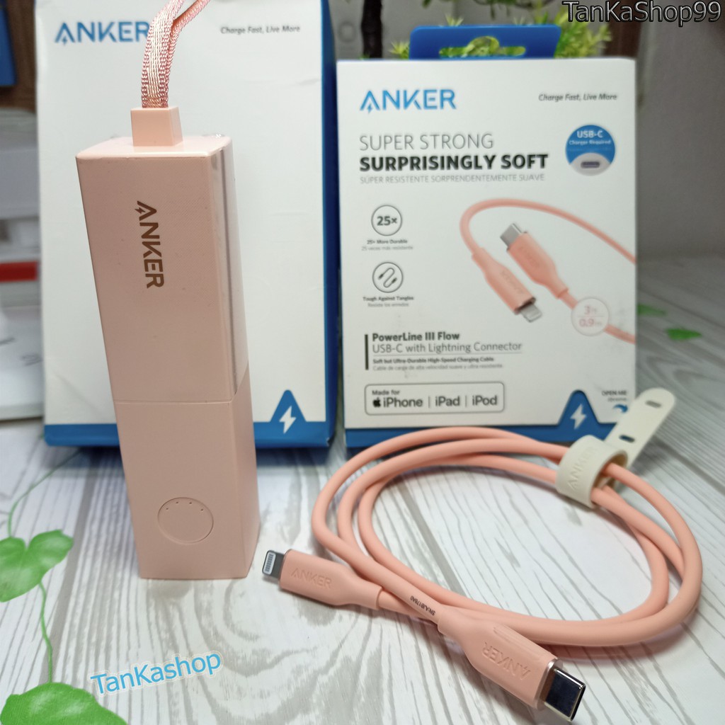 Củ Sạc Kiêm Pin Dự Phòng Thỏi Son Anker A1633 5.000mAh, 1 Cổng Type C Sạc Nhanh 20W Cho Iphone, Androi