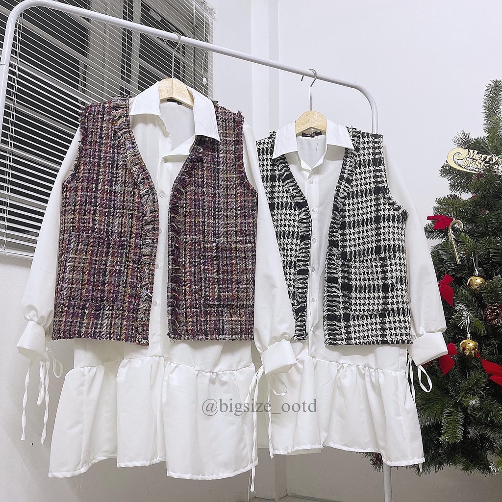 Set đầm đuôi cá x khoác gile bigsize (ảnh thật)