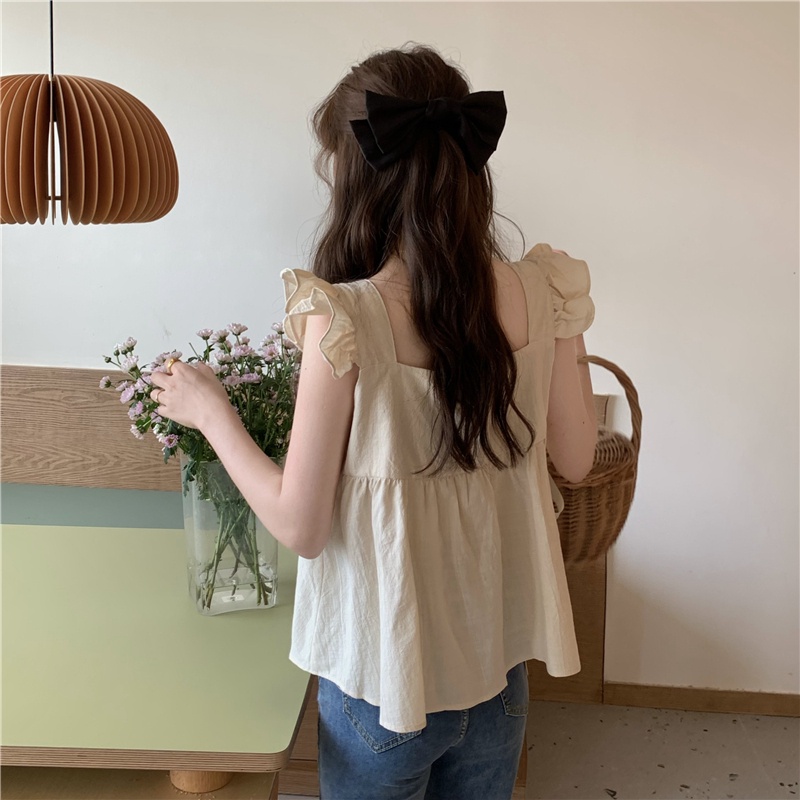 Áo Sát Nách Cổ Vuông Cài Nút Ngọt Ngào Phong Cách Mới 52247