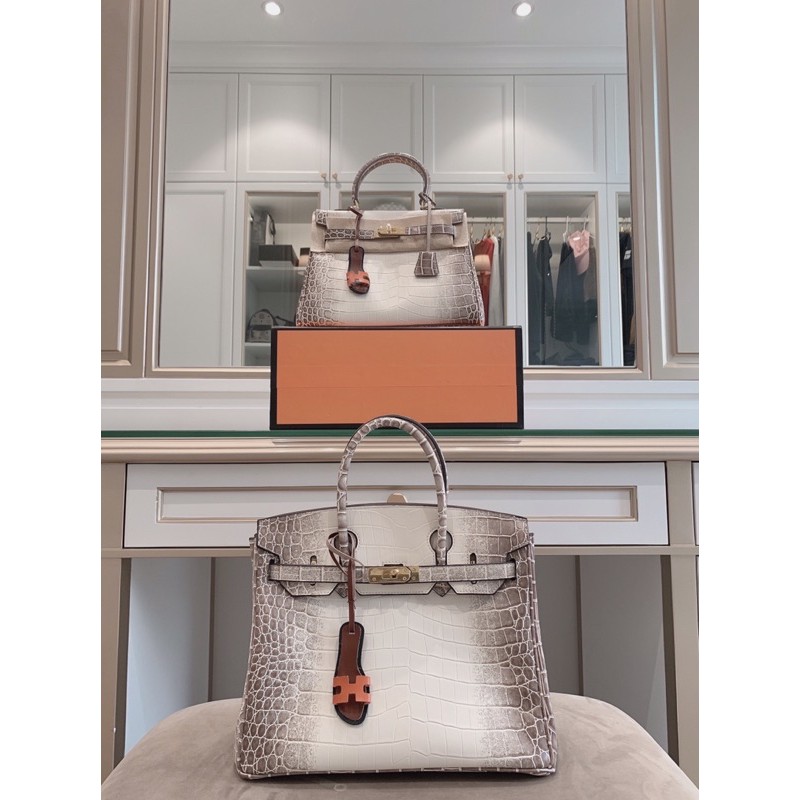 Túi xách nữ đeo chéo BIRKIN & KELLY màu trắng da bạch tạng hàng cao cấp dáng công