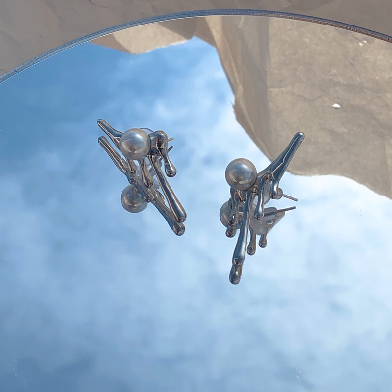 Bông Tai Hình Giọt Nước Đính Ngọc Trai Giả Phong Cách hip hop Hàn Quốc Thời Trang Cho Nam Và Nữ