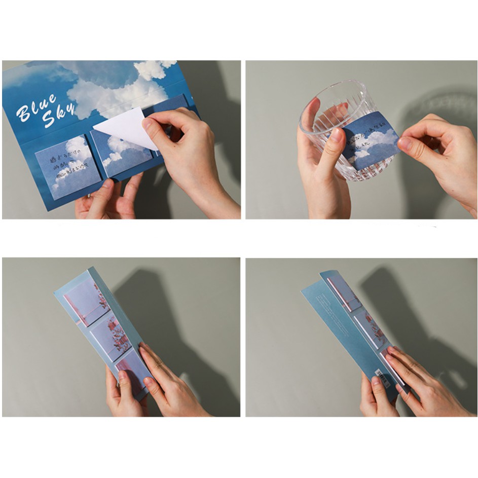 Sticky Note, Giấy Nhớ Memo Pad Hình Aesthetic Blue Sky Set 3 Xấp | NT007