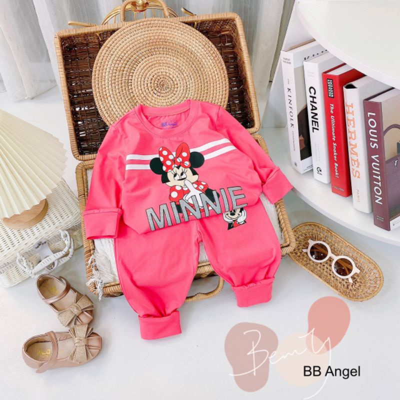 [size 10-20kg] Bộ thu đông dài tay bb angel minie chữ nổi cực đẹp 100% cotton Sài Gòn loại 1