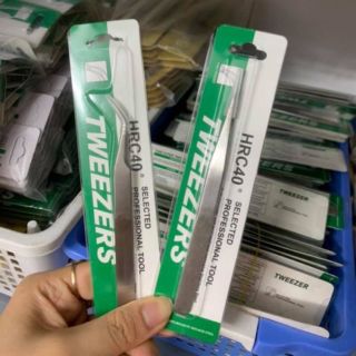 Set 2 Cây Nhíp Nhặt Lông Yến, Nhíp Gắp Linh Kiện Điện Tử 1 Cong 1 Thẳng Chính Hãng Vetus Siêu Nhọn