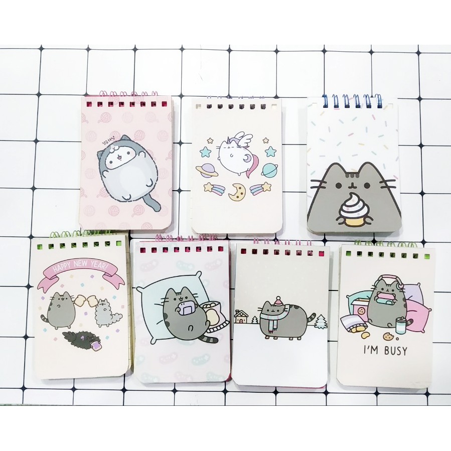 Sổ lò xo mini pusheen LXD14 A7 100 trang sổ note dễ thương