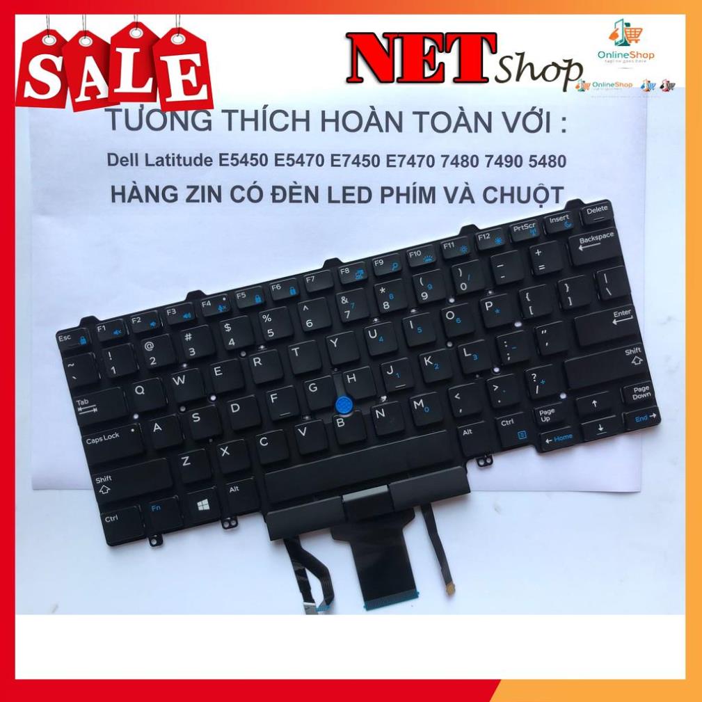 💖 Bàn Phím Laptop Dell Latitude E5450 E5470 E5450 E7280 E7470 7480 7490 5480 Loại có Chuột và có LED