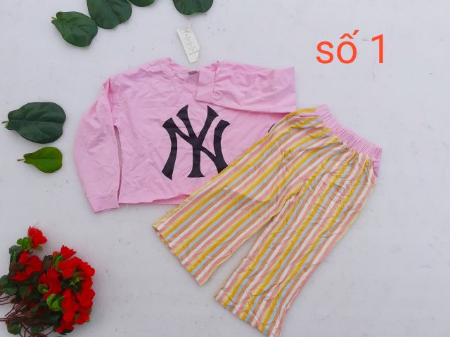 Bộ thun dài tay bé gái size đại
