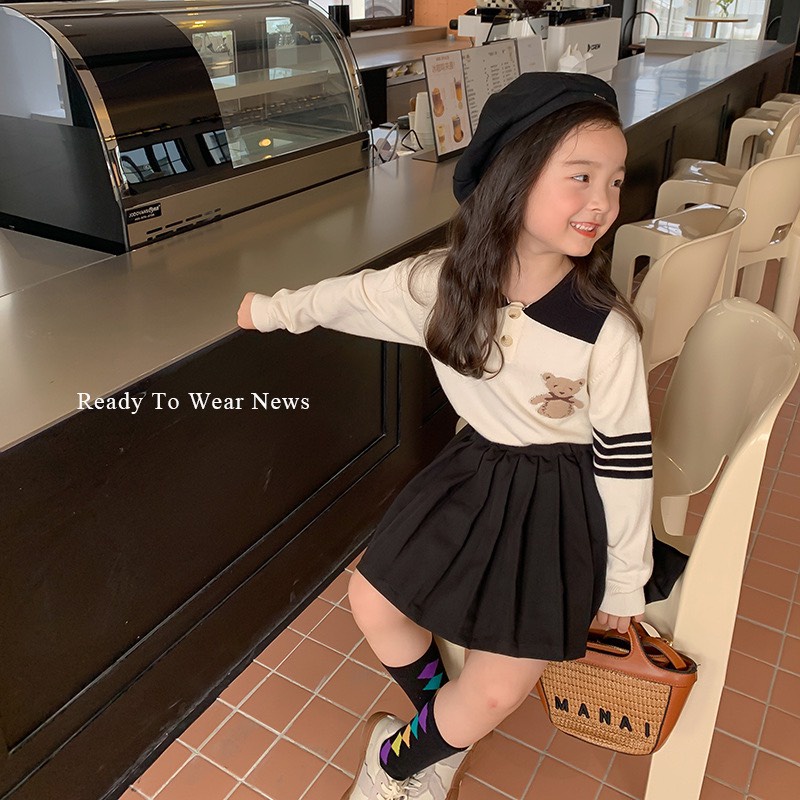 Áo len polo hoạ tiết gấu dễ thương cho bé A870