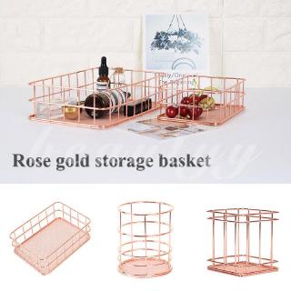 Rổ đựng đồ đa năng màu vàng hồng bằng thép không gỉ