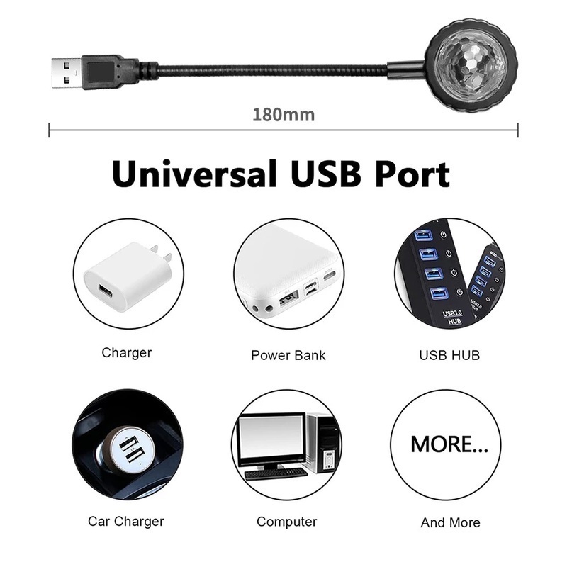 Đèn Tạo Hiệu Ứng Hình Quả Cầu Giao Diện USB Với 9 Chế Độ Sáng Tạo Không Khí Lãng Mạn Trang Trí Nhà Cửa/Xe Hơi/Trang Trí Trần Nhà