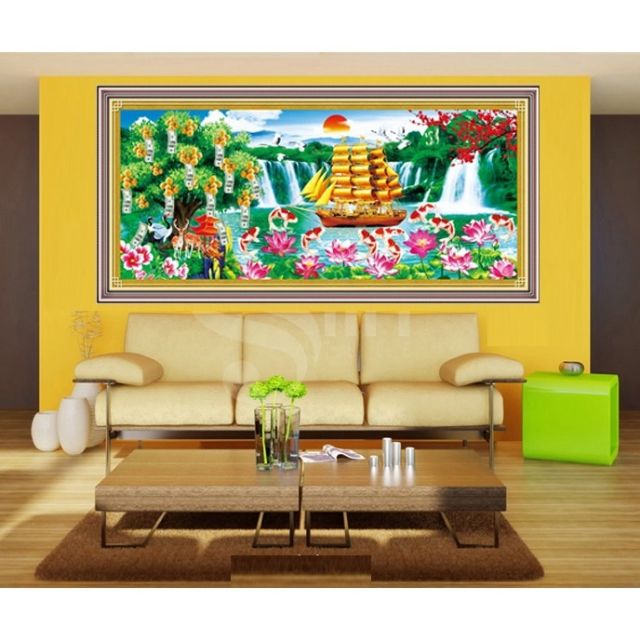 Tranh đính đá Thuận bườm xuôi gió df220 , KT: 150x67cm + 1 khay đựng đá