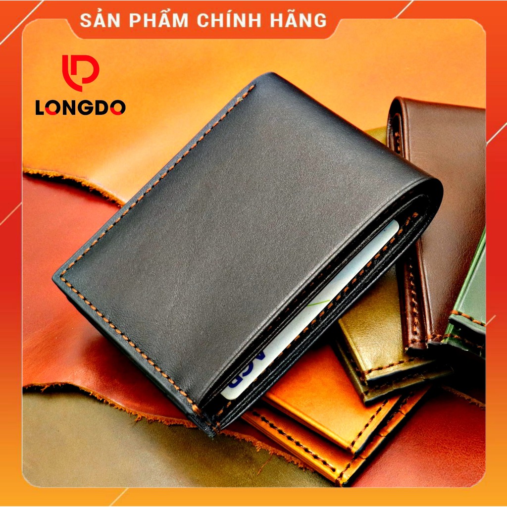 Ví da bò may thủ công cao cấp - Cam kết 100% da bò thật - Ví ngang - Hàng chính hãng thương hiệu Longdo Leather - B01