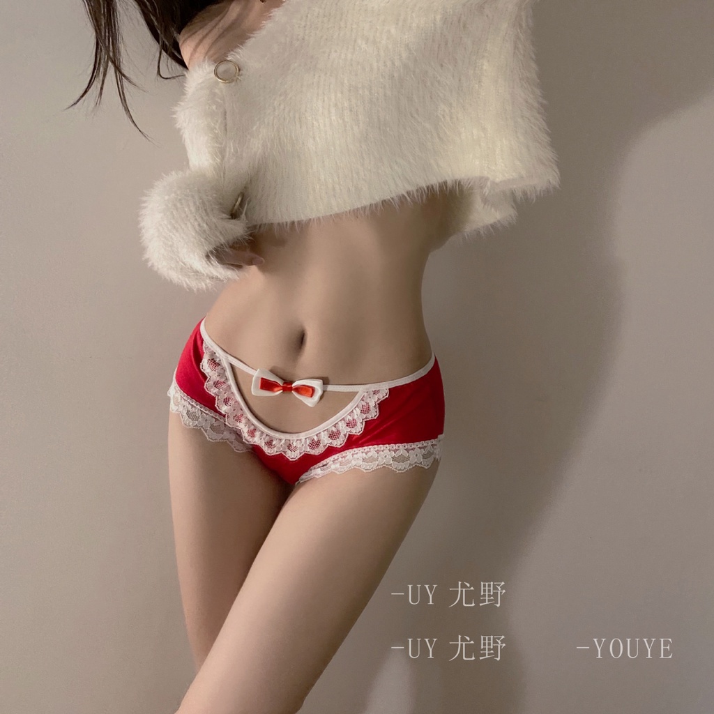 Quần Lót Cotton Lưng Thấp Phối Ren Đính Nơ Thoáng Khí Quyến Rũ Cho Nữ 2022