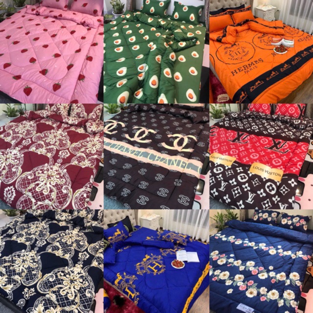 Sale Trọn Bộ Chăn Phao Ga Gối Cottong Poly 5 món y hình được chọn mẫu đẹp mê ly | BigBuy360 - bigbuy360.vn