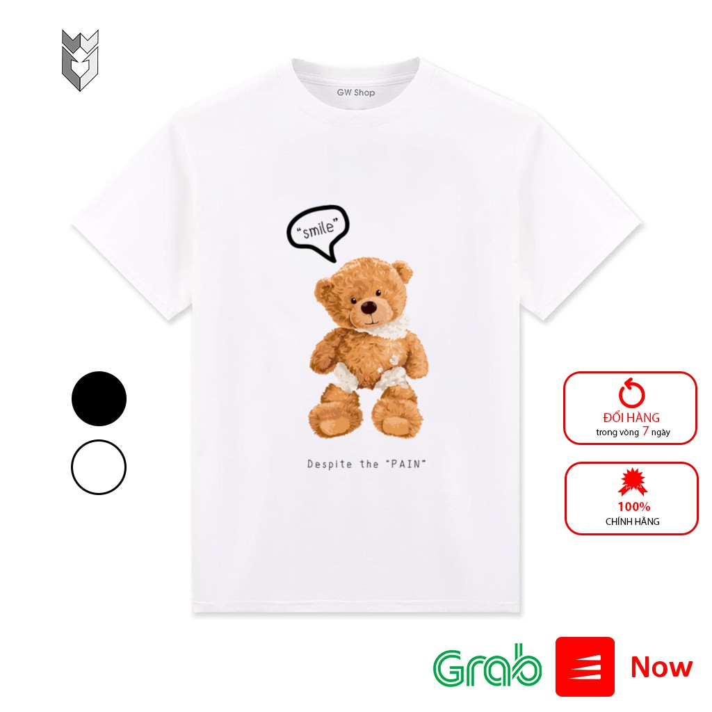 【FREE SHIP】Áo Thun nam nữ unisex Smiley Bear, áo thun cotton ngắn tay cổ tròn - GW Shop | BigBuy360 - bigbuy360.vn