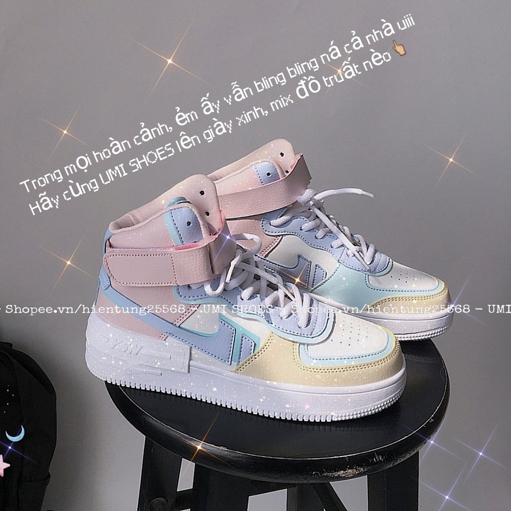 [CÓ SẴN] Giày cổ cao nữ Ulzzang Custom Jordan mã 1060 nâng đế bằng cao 2cm da thoáng chân đi học đi chơi xanh biển