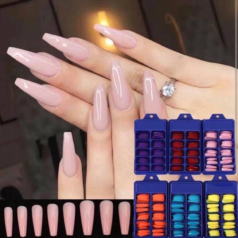Set 100 Móng Tay Giả Bằng Acrylic Màu Sắc Ngọt Ngào