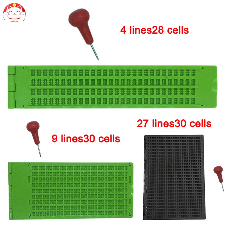 Bảng viết chữ Braille 9 dòng 30 ngăn/ 4 dòng 28 ô/ 27 dòng 30 ô có bút