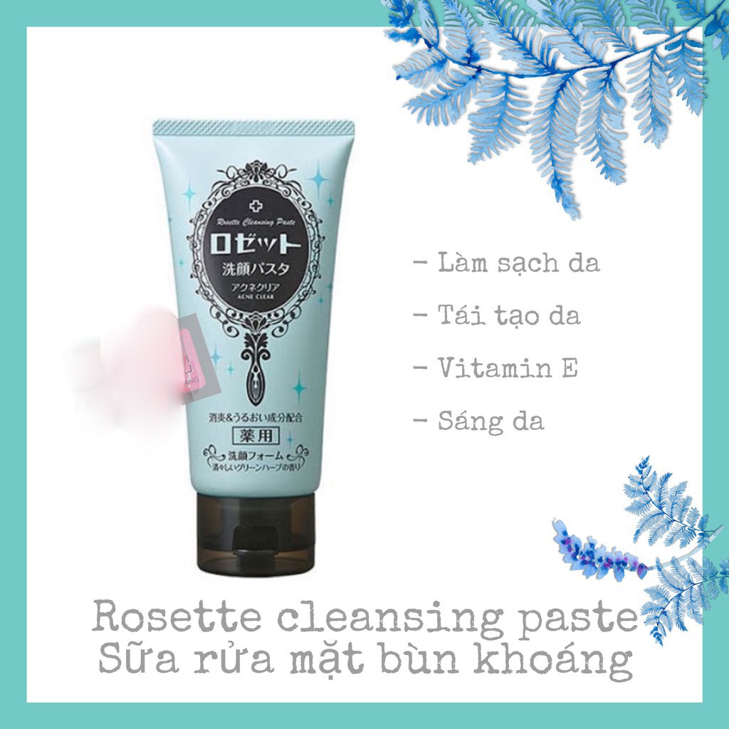 Sữa rửa mặt cho da mụn rosette Face Wash Pasta Acne Clear màu xanh dương 120g