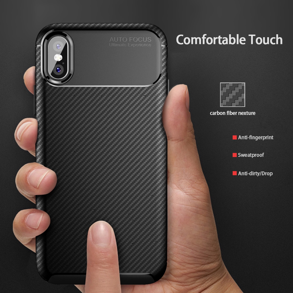 Ốp điện thoại sợi carbon chống sốc cho iPhone 6 6S 7 8 Plus XS max XR