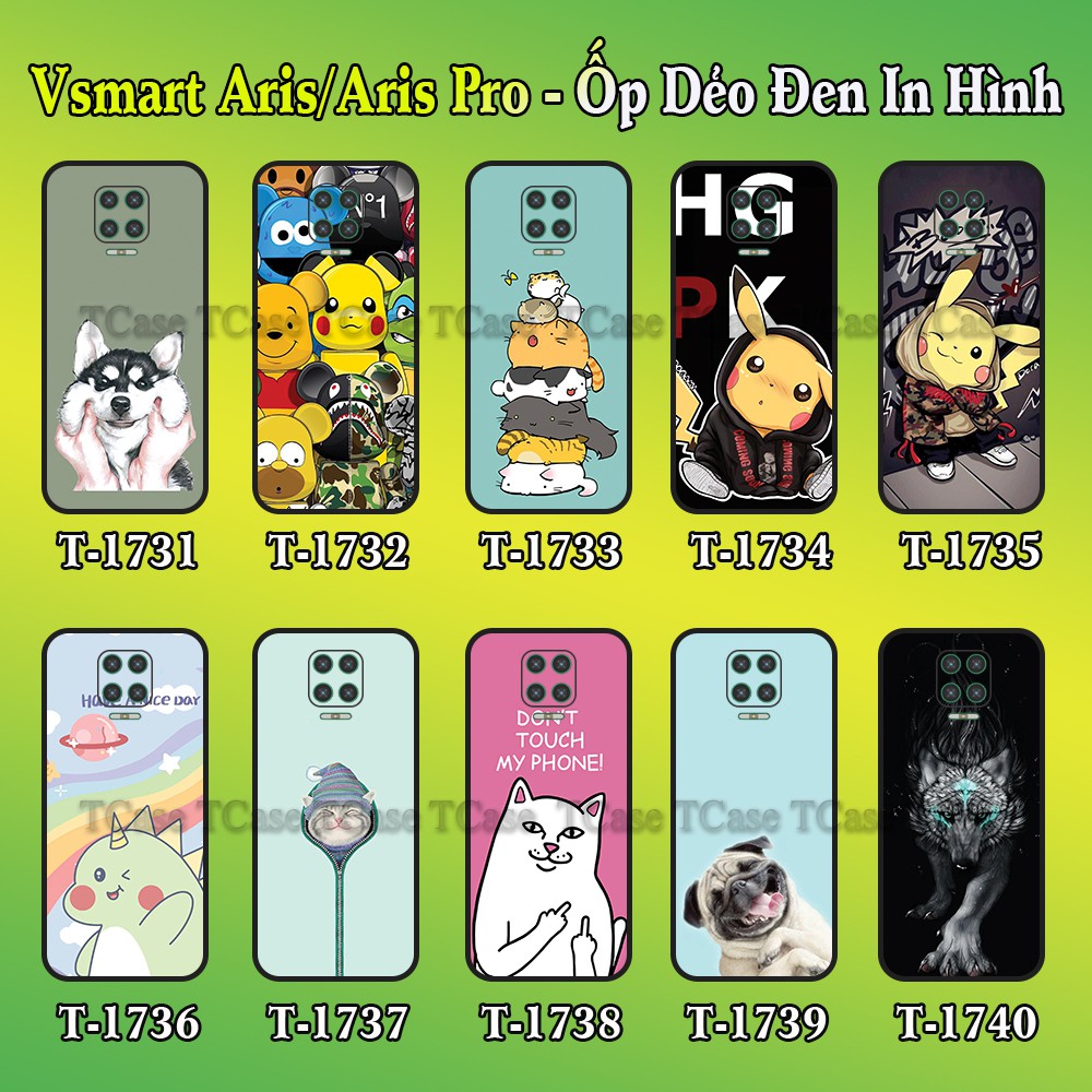 Ốp lưng Vsmart Aris/ Aris Pro dẻo đen in hình Nhiều Mẫu Phần B