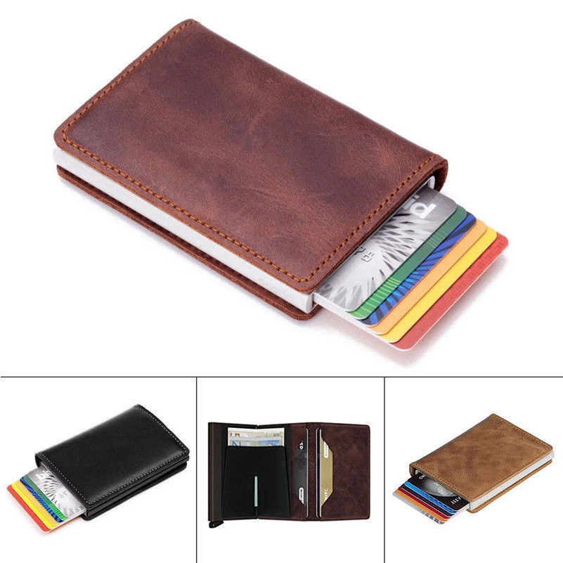 Ví đựng thẻ BISI GORO bằng da pu kiểu cổ điển chống trộm với khả năng chặn RFID cao cấp chất lượng cao cho nam