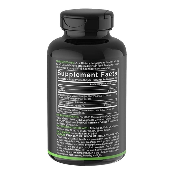 Dầu Omega 3 chay Vegan Sports Research/ Sport Research thuần chay 60 viên USA