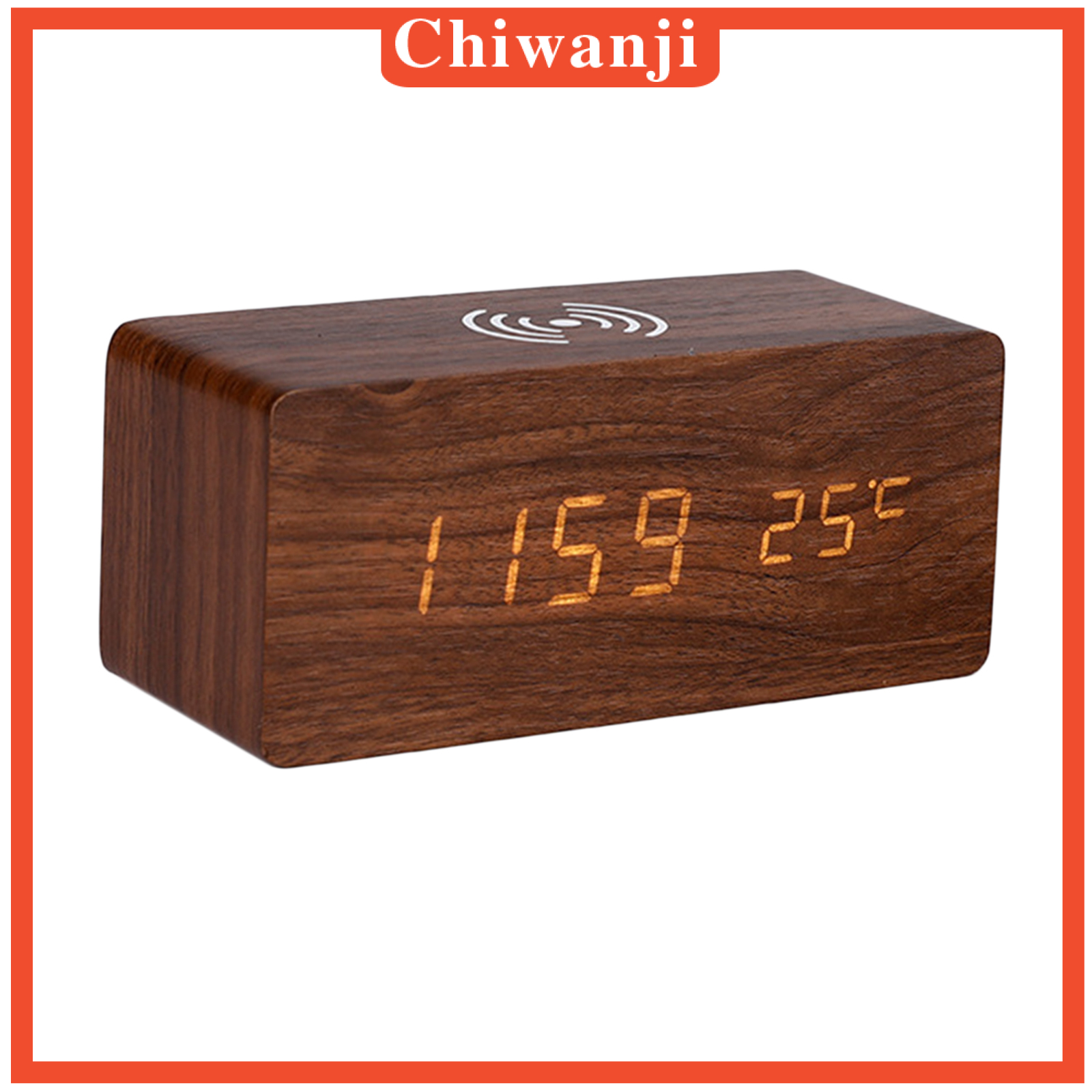 Digital Alarm Clock &amp; Wooden Electronic LED Time Display Temperature Detect