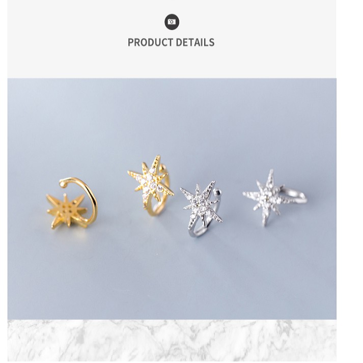 Hoa tai nụ ôm tai hình sao nhiều cánh đính đá dễ thương - Bảo Ngọc Jewelry B2621