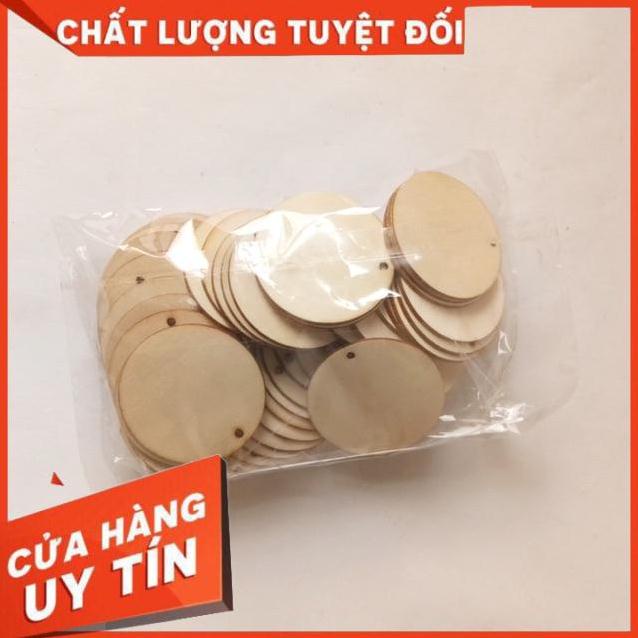 Gói 50 miếng gỗ tròn 5cm làm bông tai, móc khóa