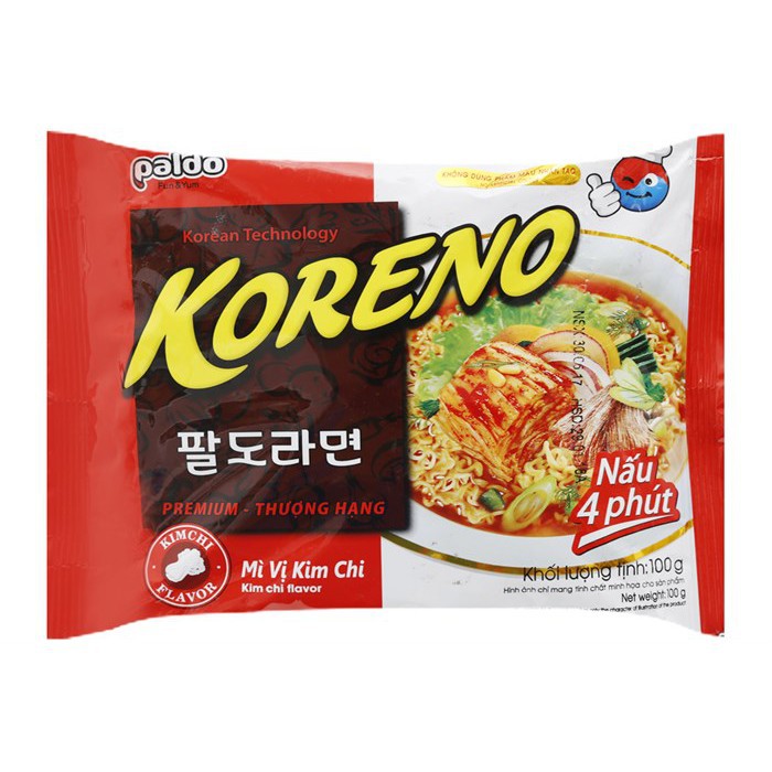 MÌ KORENO PALDO VỊ GÀ/ KIM CHI/ BÒ CAY/ TÔM 100G