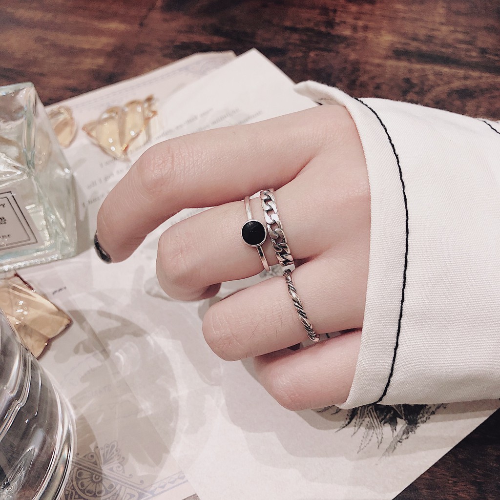 Nhẫn bạc S925_Nhẫn dây xoắn họa tiết vây cá - Bản mảnh và bé