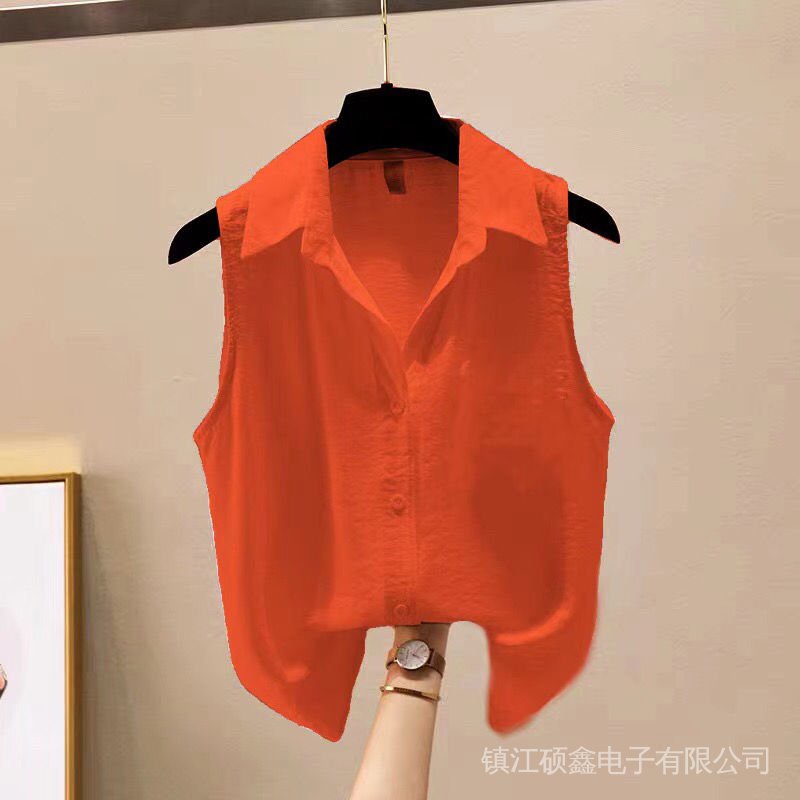 Áo Chiffon Không Tay Màu Trơn Phong Cách Thời Trang Phương Tây Dành Cho Nữ